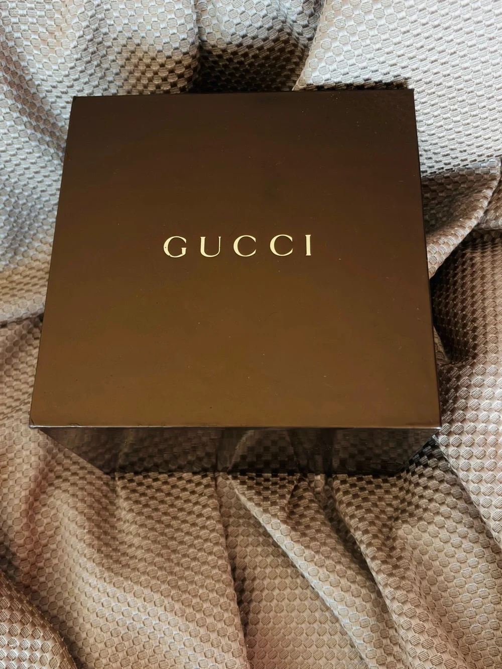 Gucci Silver Rectangular Dial Women's Watch with Bamboo band.